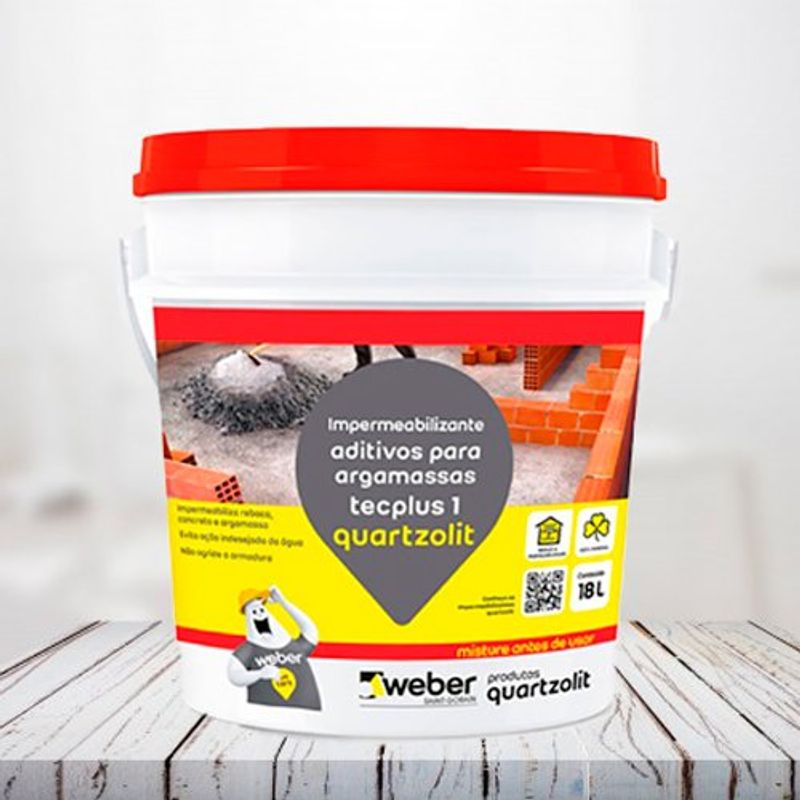 aditivo impermeabilizante quartzolit tecplus 1, balde 18 litros - branco (mp)