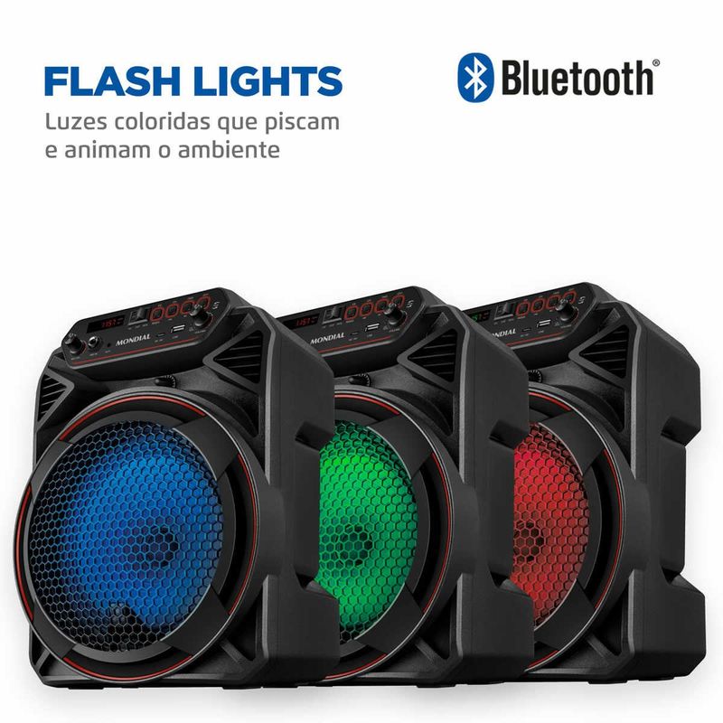 caixa de som mondial connect partyplus 150w bluetooth bivolt preto cm-150