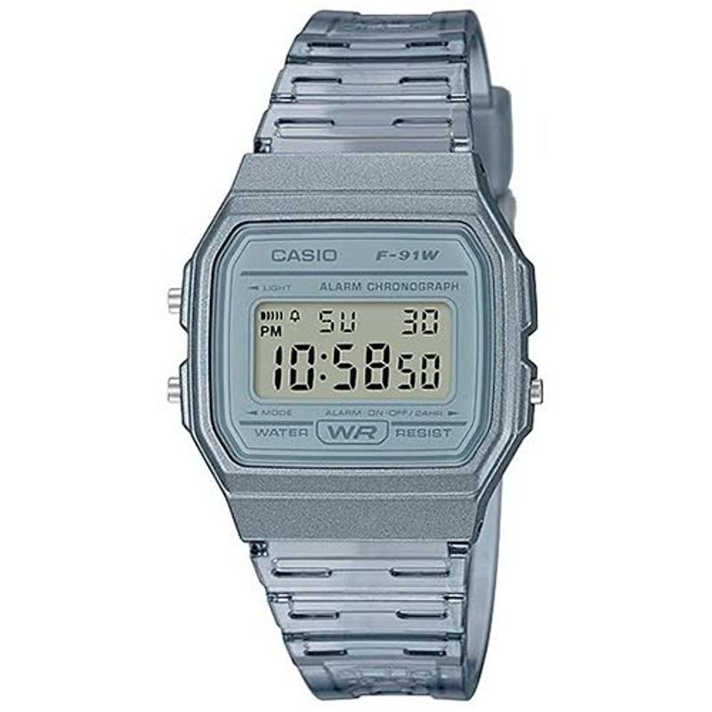 relógio de pulso casio standard digital unissex cinza f-91ws-8df