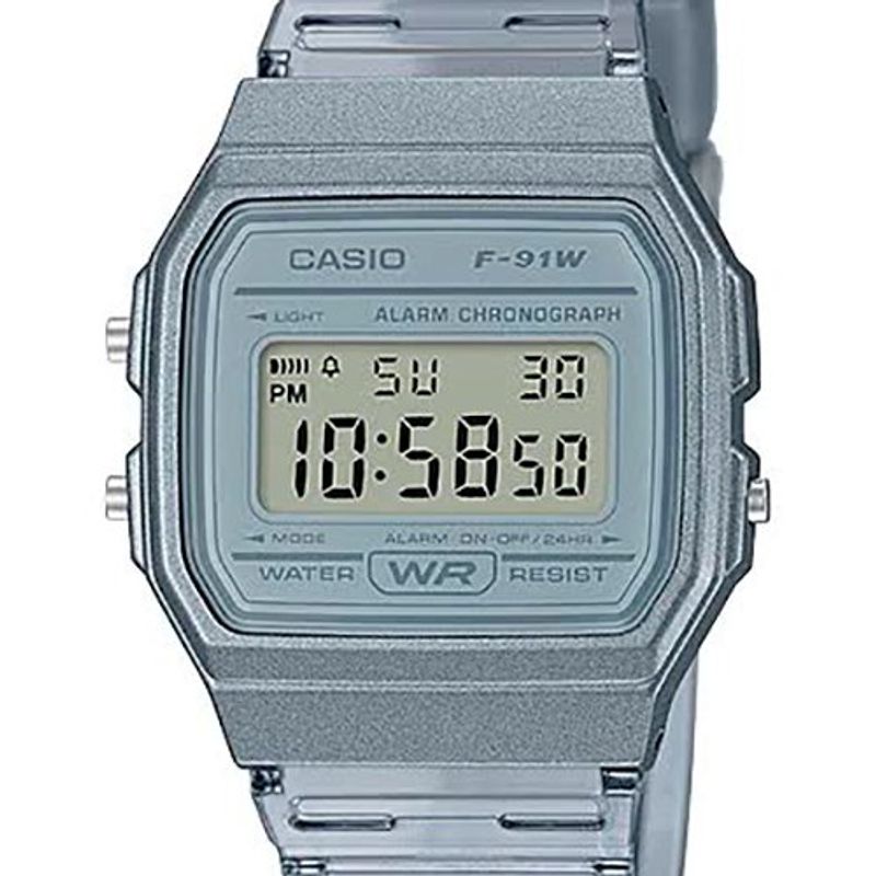 relógio de pulso casio standard digital unissex cinza f-91ws-8df