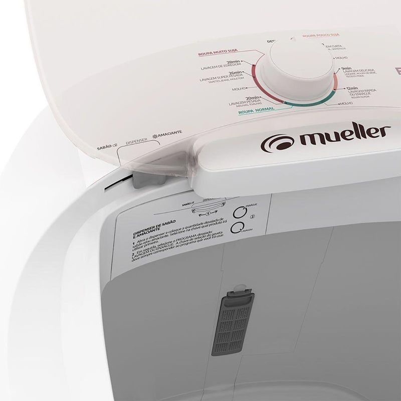 máquina de lavar mueller 10kg semiautomática family lite 600055019 127 branca