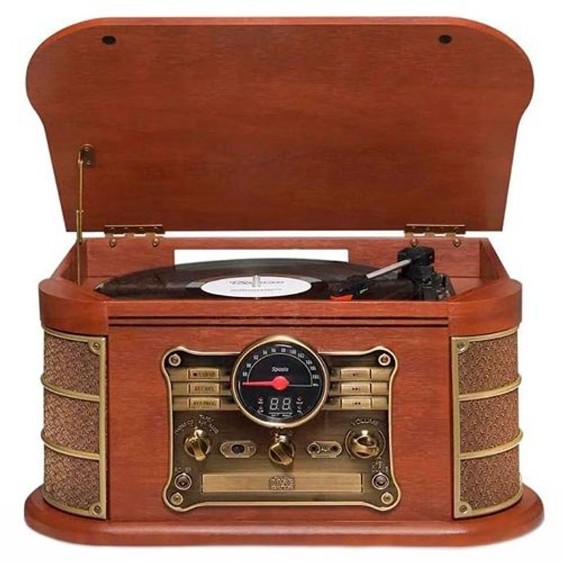 vitrola raveo spazio toca-discos conexão bluetooth madeira