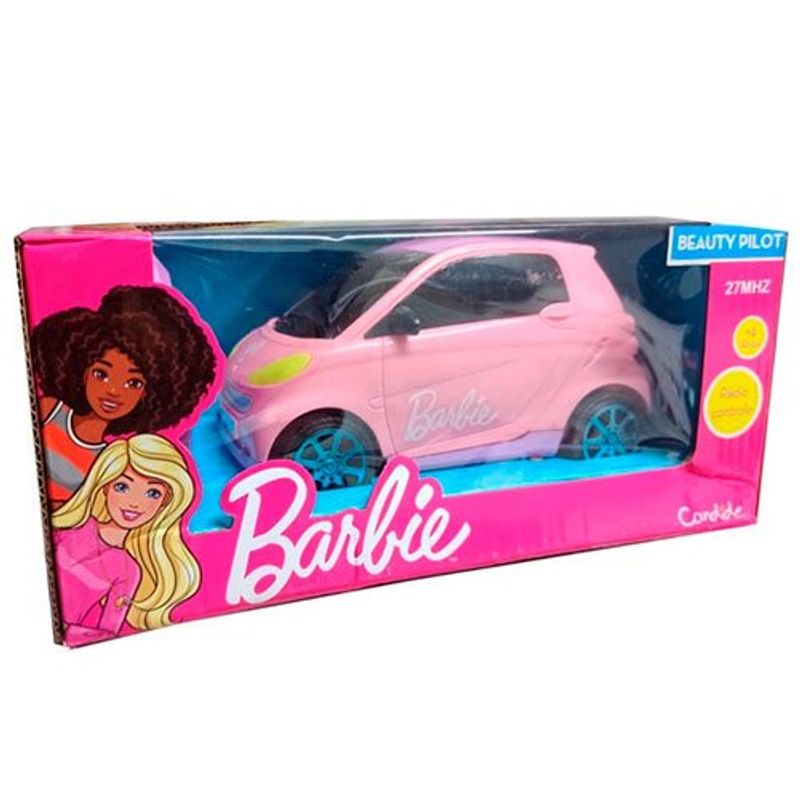 carrinho de controle remoto candide barbie beauty pilot rosa