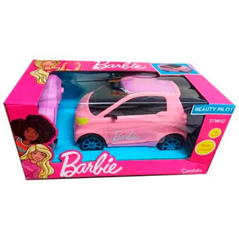 carrinho de controle remoto candide barbie beauty pilot rosa