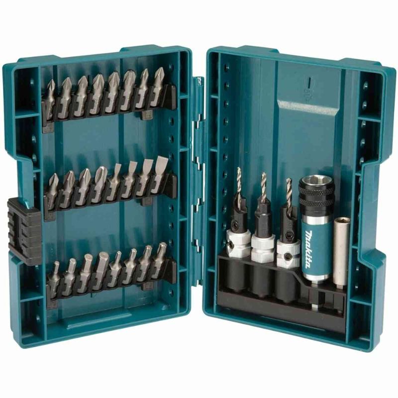 kit de bits makita com adaptador de troca rapida e broca escareadora com 29 peças d-73477 (mp)