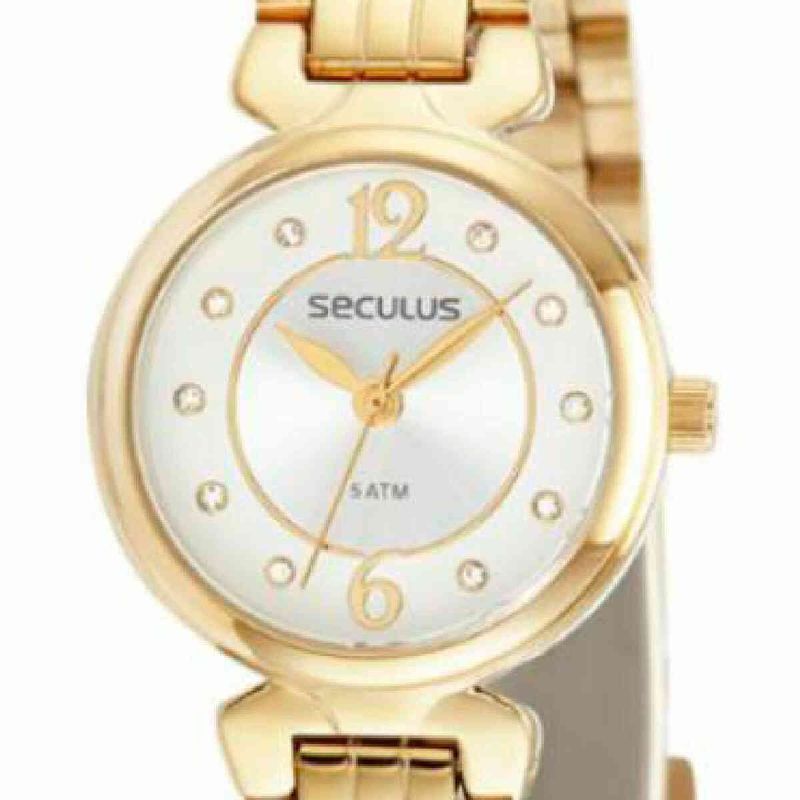 relógio feminino seculus dourado 23709lpsvds3