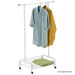 arara para roupas com cesto e rodinhas utimil ac991