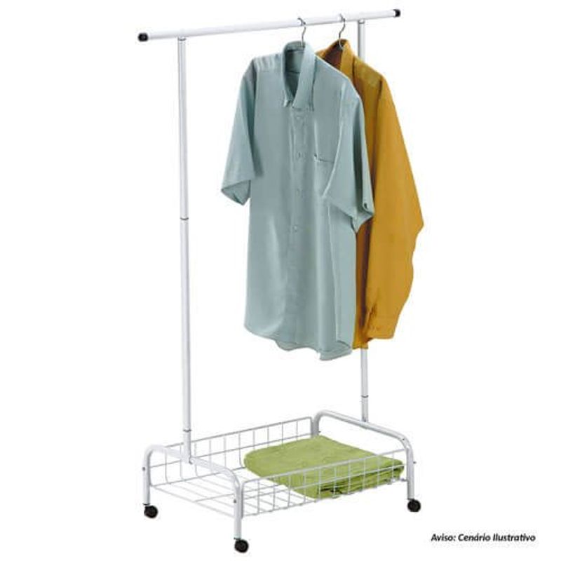 arara para roupas com cesto e rodinhas utimil ac991