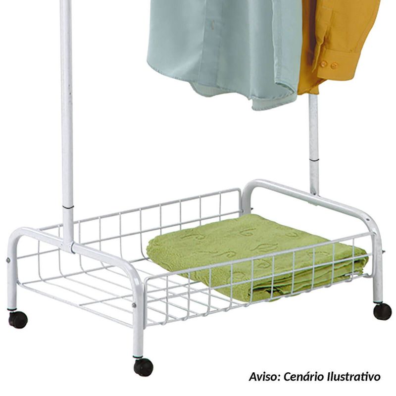 arara para roupas com cesto e rodinhas utimil ac991