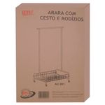 arara para roupas com cesto e rodinhas utimil ac991
