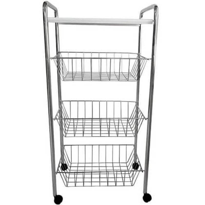fruteira com 3 cestos fixos e tampo de metal utimil cr567