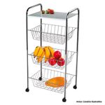 fruteira com 3 cestos fixos e tampo de metal utimil cr567