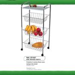 fruteira com 3 cestos fixos e tampo de metal utimil cr567