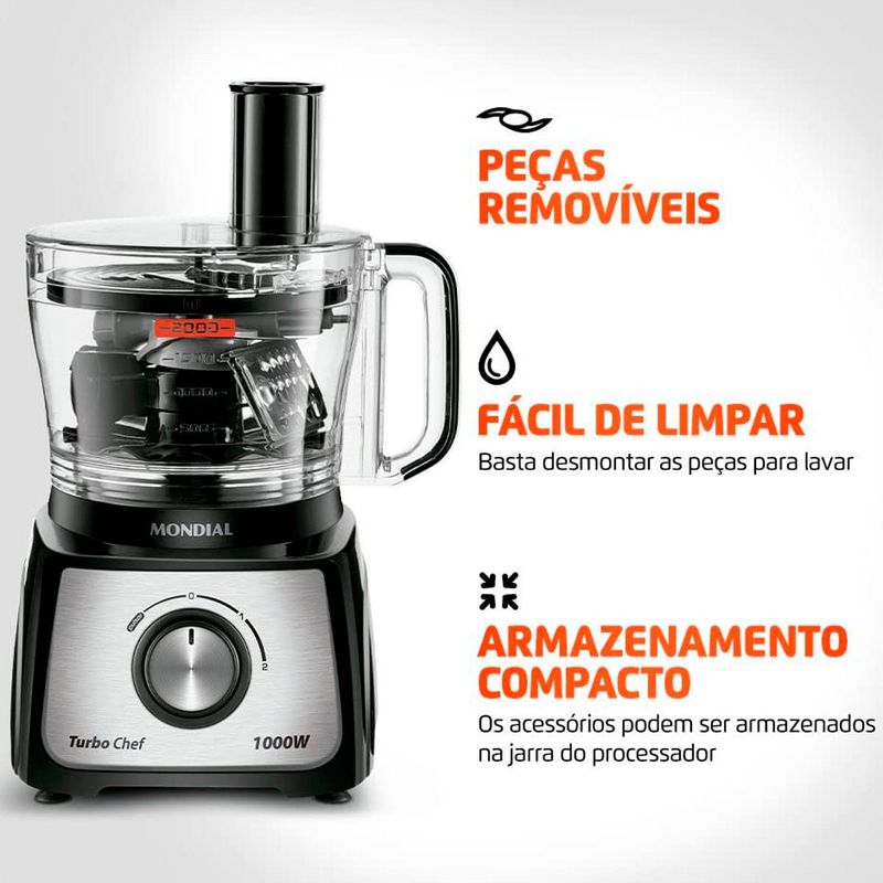 multiprocessador mondial turbo chef 5 em 1 60hz preto mpn-01-b
