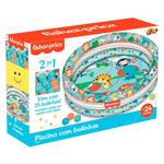 piscina de bolinhas inflável fun fisher price com 25 bolinhas f0053-7