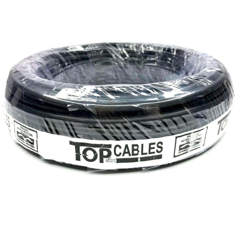 cabo elétrico 10mm preto 25 metros top cables (mp)