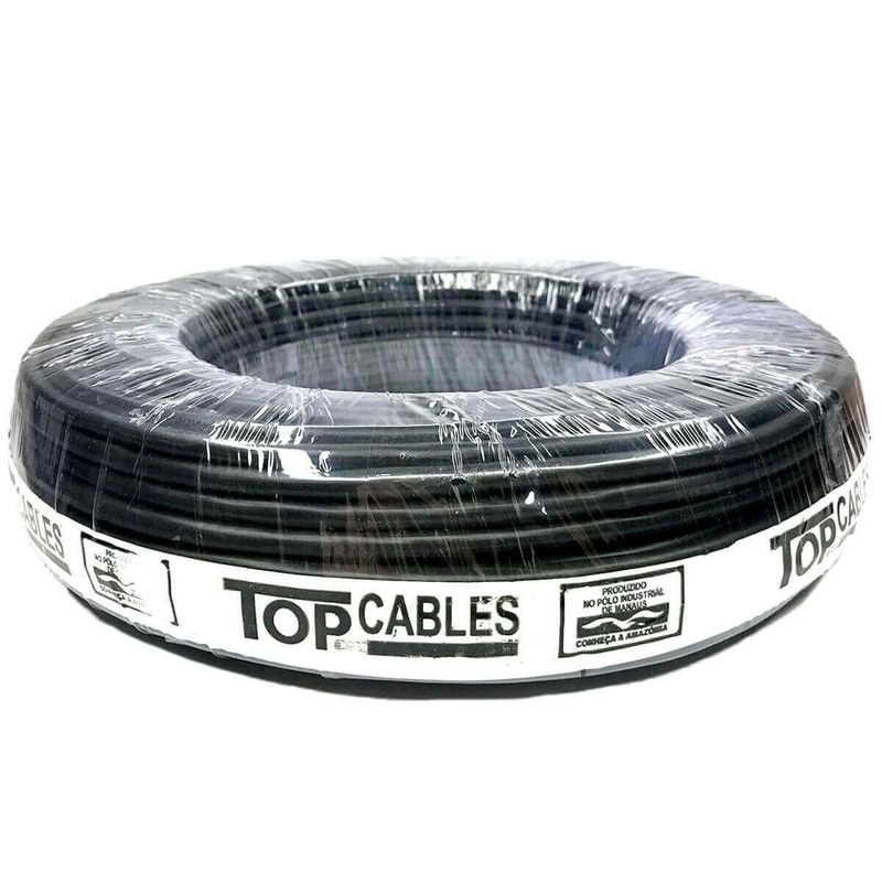cabo elétrico 10mm preto 50 metros top cables (mp)