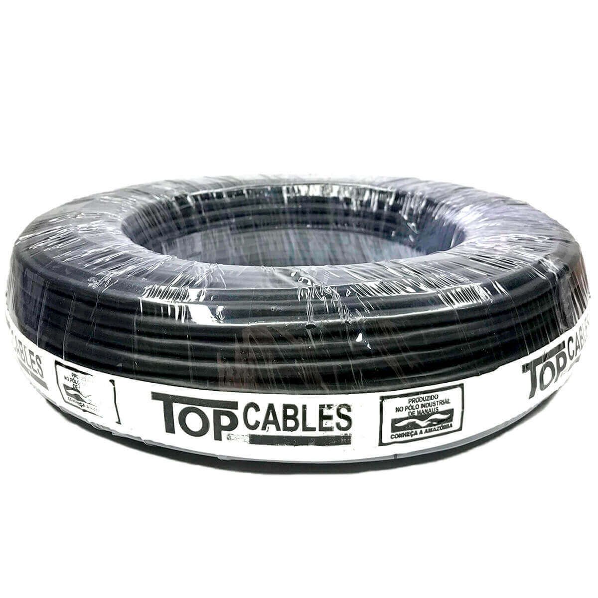 Cabo Elétrico 10mm Preto 50 Metros Top Cables