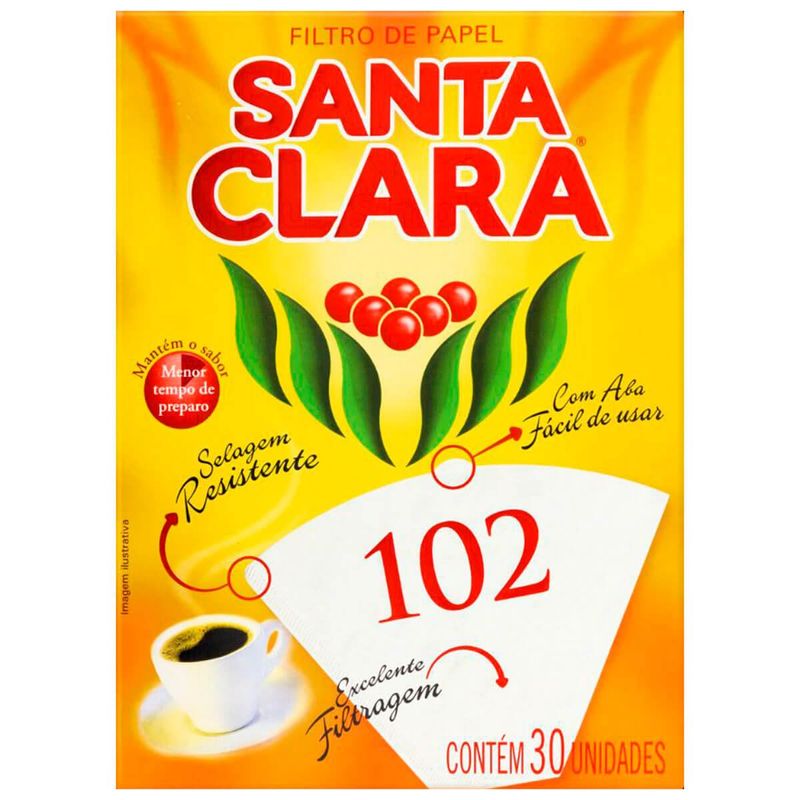 filtro de papel santa clara 102 caixa com 30 unidades