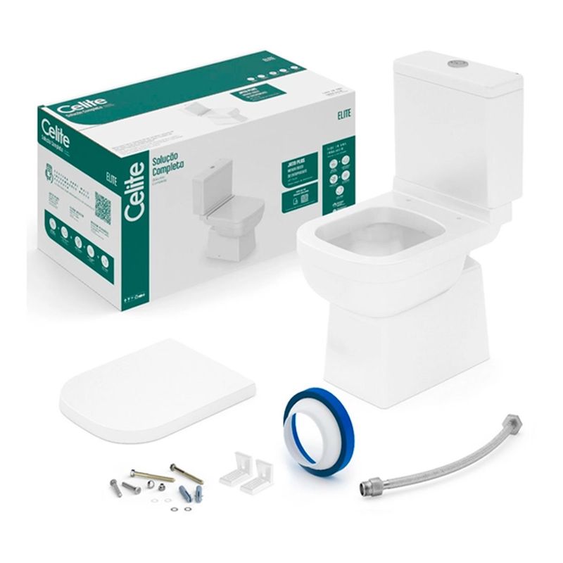 kit vaso sanitário celite elite branco com caixa acoplada 3,6l (mp)