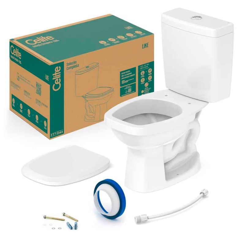 kit vaso sanitário like celite branco com caixa acoplada 3,6l (mp)