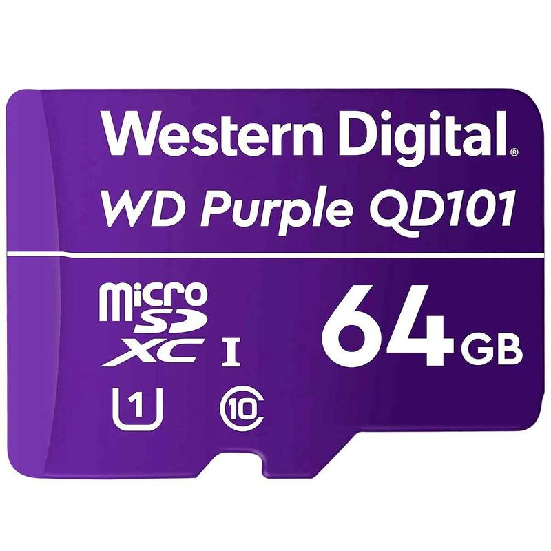 cartão de memória intelbras 64gb micro sdxc projetado para sistemas de segurança roxo