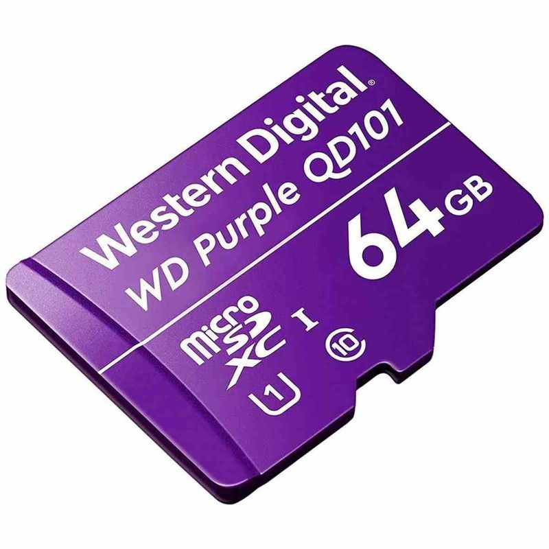 cartão de memória intelbras 64gb micro sdxc projetado para sistemas de segurança roxo