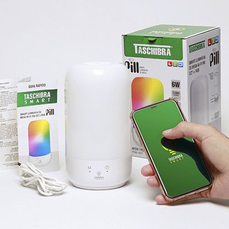 smart luminária de mesa taschibra pill wi-fi led 6w rgb (mp)