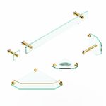 kit acessórios de banheiro blinglass 05 peças de canto vidro incolor dourado (mp)
