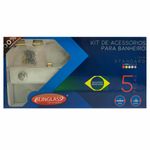 kit acessórios de banheiro blinglass 05 peças de canto vidro incolor dourado (mp)