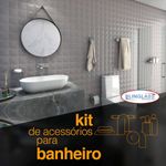 kit acessórios de banheiro blinglass 05 peças de canto vidro incolor dourado (mp)