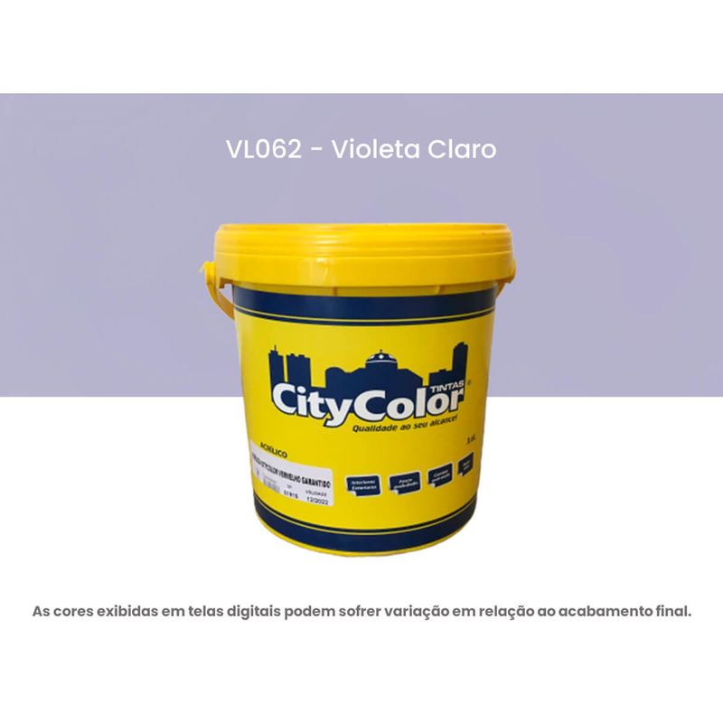 tinta acrílica citycolor econômica fosco violeta claro 3,6 litros 064vl062 (mp)
