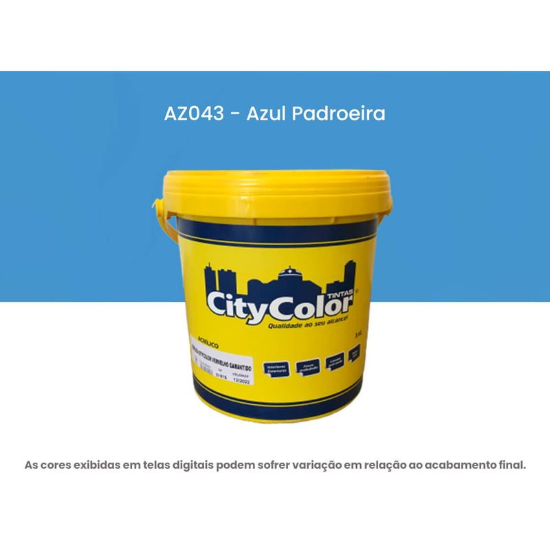 tinta acrílica citycolor econômica fosco azul padroeira 3,6 litros 064az043 (mp)