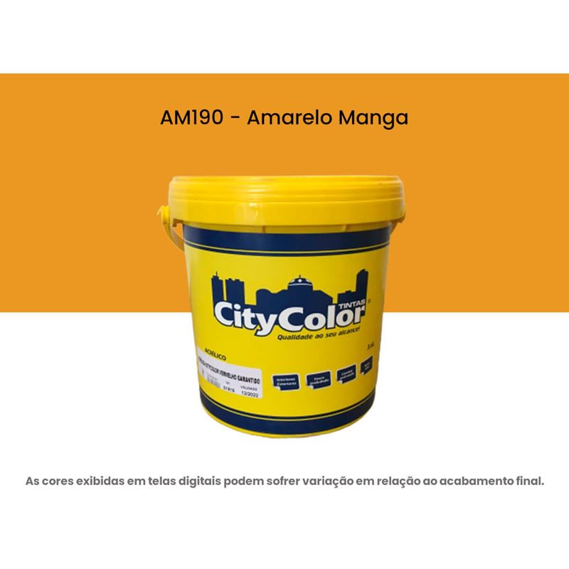 tinta acrílica citycolor econômica fosco amarelo manga 3,6 litros 064am190 (mp)