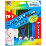 lápis de cor tris jumbo mega soft color 12 cores com apontador - 682341