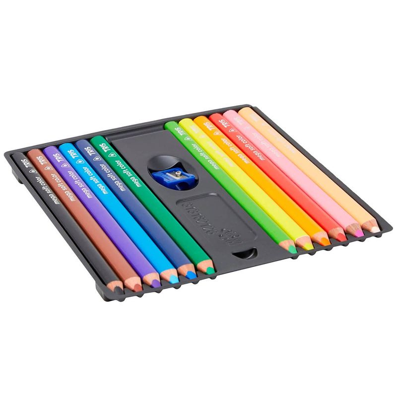 lápis de cor tris jumbo mega soft color 12 cores com apontador - 682341