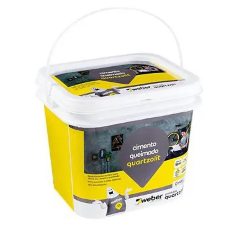 revestimento quartzolit acrílico cimento queimado cinza médio 4,5kg (mp)