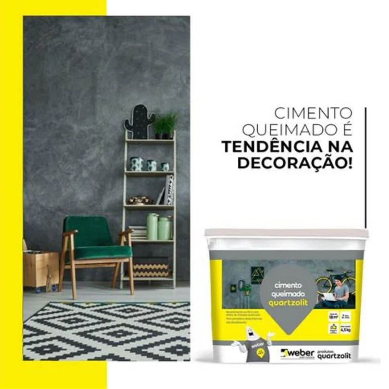 revestimento quartzolit acrílico cimento queimado cinza médio 4,5kg (mp)