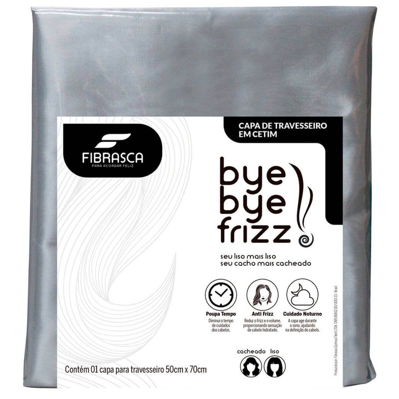 fronha fibrasca de cetim bye bye frizz 50x70cm prata - 3760