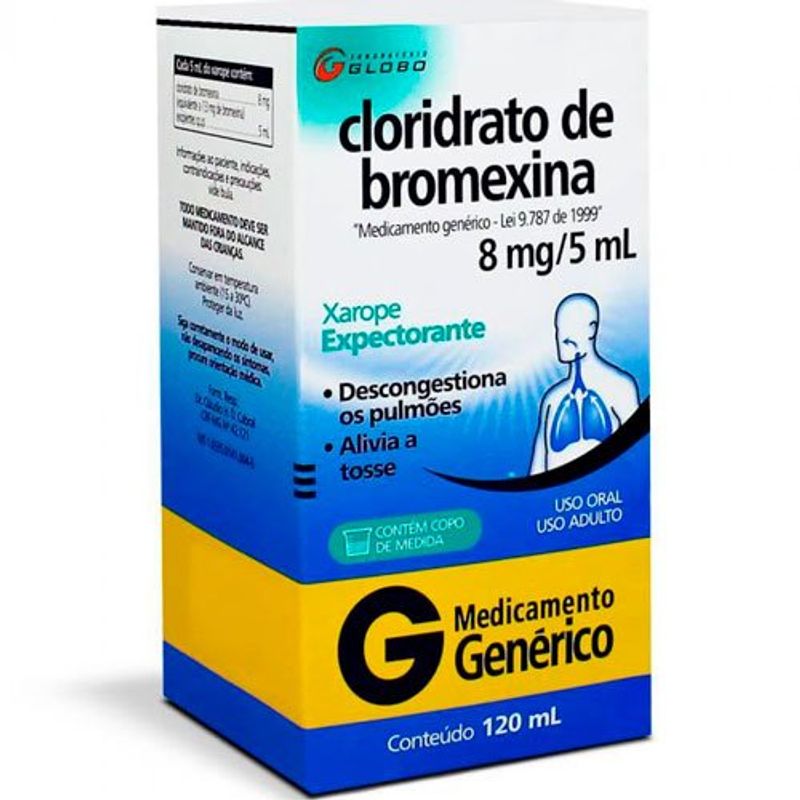 cloridrato de bromexina 4mg/5ml xarope infantil 120ml globo