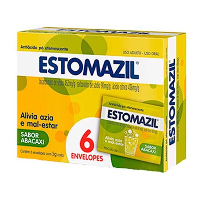 estomazil 462+90+438mg/g pó efervescente 6 envelopes sabor abacaxi cosmed