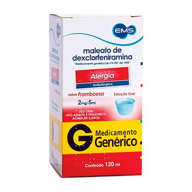 maleato de dexclorfeniramina 2mg/5ml ems solução oral 120ml