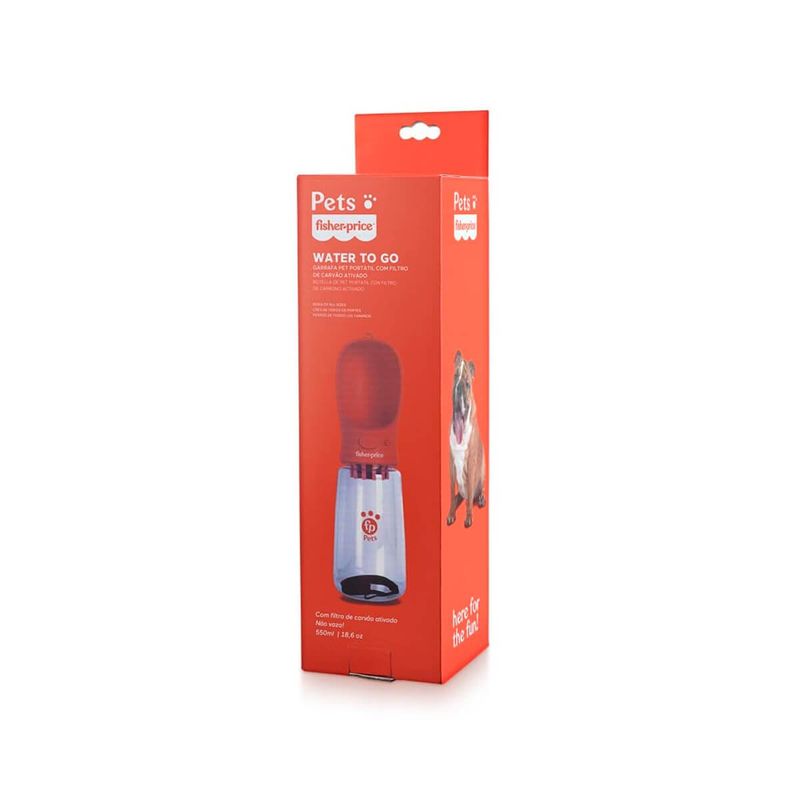 garrafa portátil fisher-price para pet com filtro de carvão water to go 550ml cinza - pp260