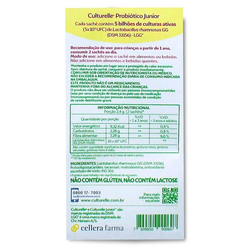 culturelle probiótico júnior 6 sachês