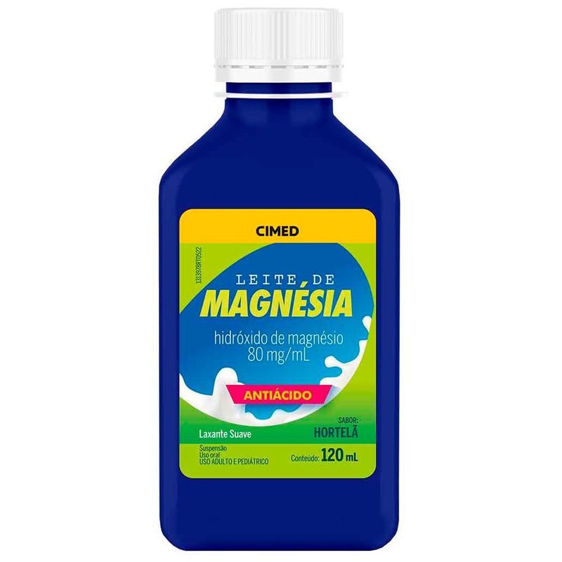 leite magnésia 80mg/ml suspensão oral 120ml sabor hortelã cimed