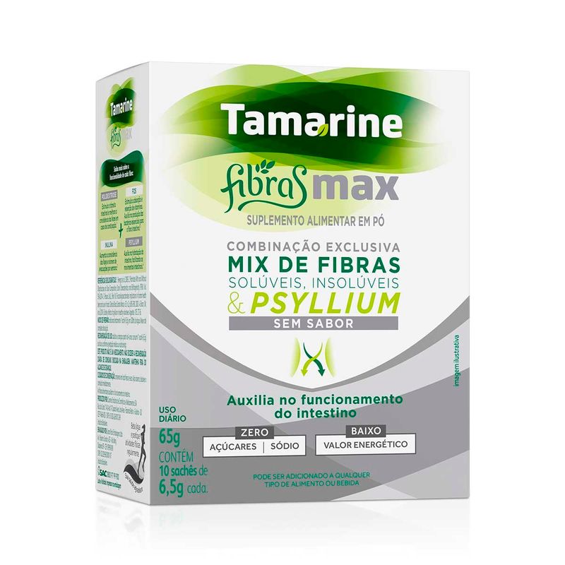 tamarine fibras max 10 sachês 6,5g sem sabor cosmed