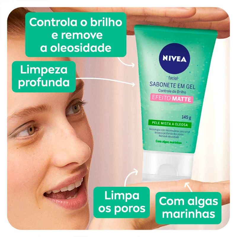 sabonete facial em gel nivea controle de brilho pele mista a oleosa 145g