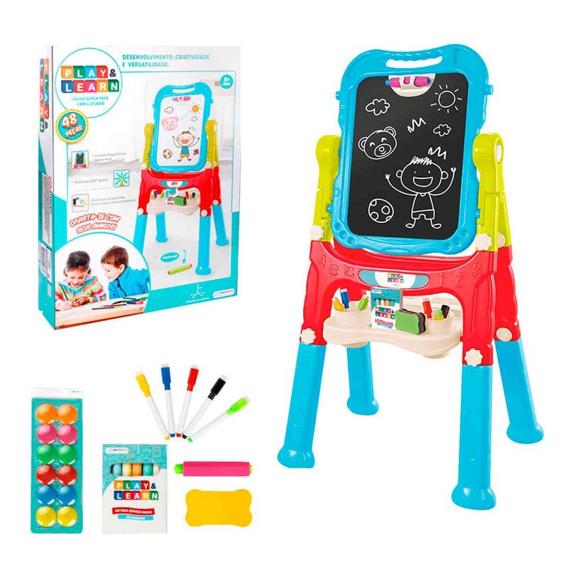 lousa mágica multikids dupla face 2 em 1 studio play & learn