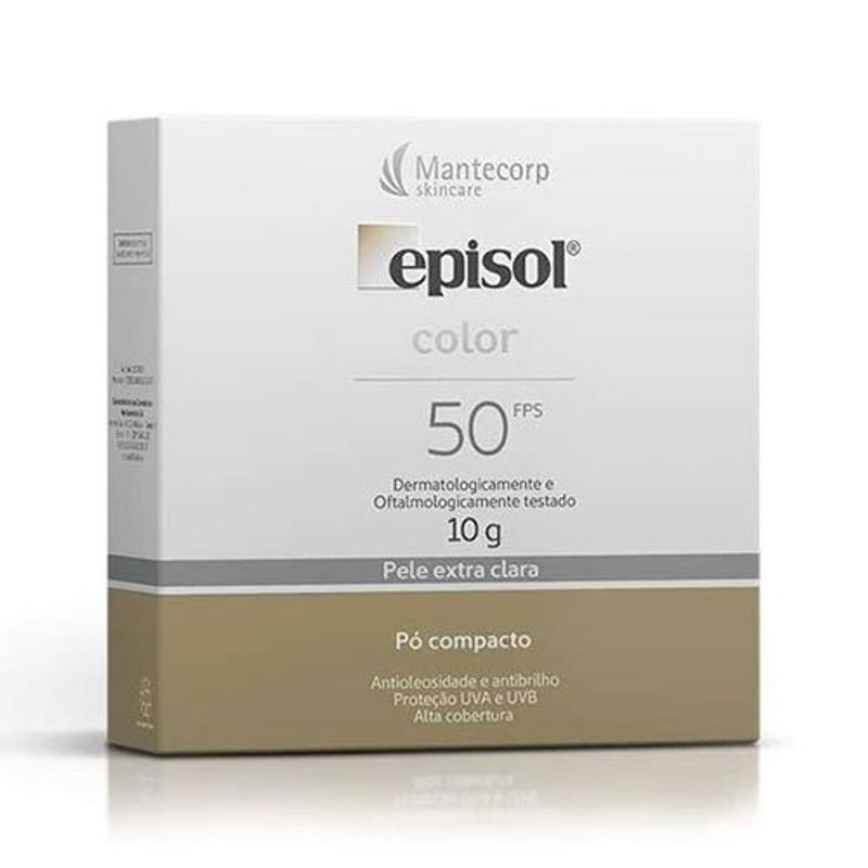 protetor solar pó compacto fps50 episol color pele extra clara 10g