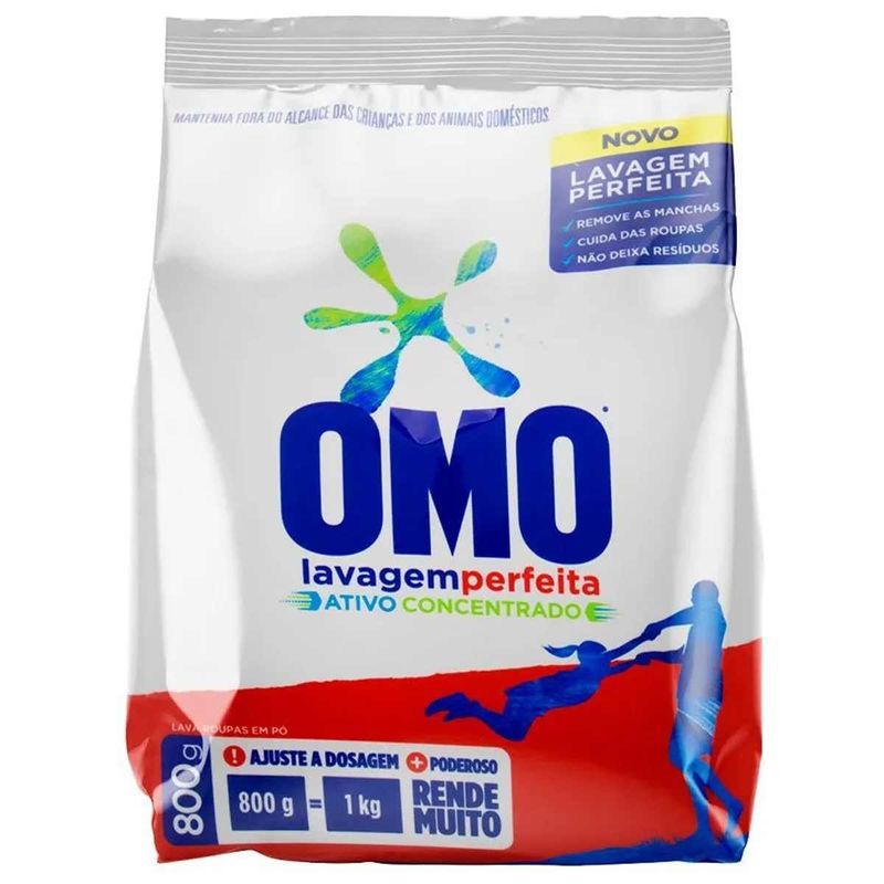 sabão em pó omo lavagem perfeita sachê com 800g